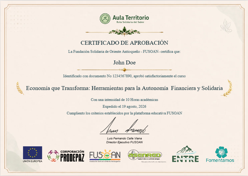 Certificado que vas a recibir
