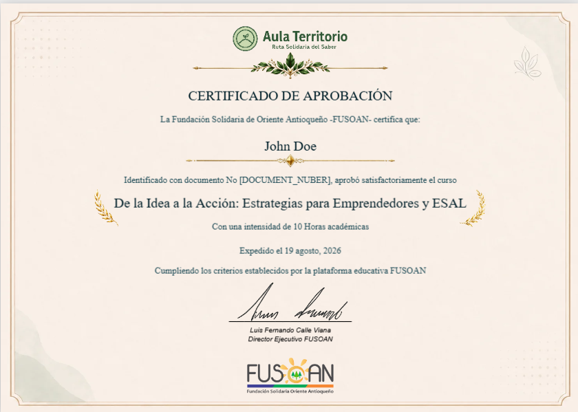 Certificado que vas a recibir