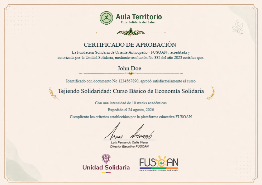 Certificado que vas a recibir